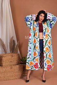 Abrigo Kimono Bordado Suzani - Kimono Suzani - Chaqueta Abrigo Suzani Uzbeka - Bordado Floral Estilo Boho - Abrigo de Invierno - Product Image 2