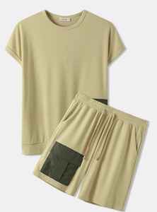 เซ็ตกางเกงขาสั้นลำลองสำหรับผู้ชายสำหรับฤดูร้อนเสื้อยืดแขนสั้นพิมพ์ลายสัตว์100% ถักคอลเลกชั่นชุดวอร์มผ้าฝ้าย - Product Image 6