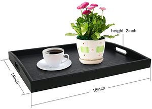Plateau de service rectangulaire unique en métal galvanisé noir Design élégant Présentoir de petit déjeuner parfait Pièce de service élégante - Product Image 3
