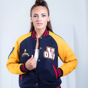 เสื้อแจ็คเก็ตเบสบอลสไตล์วาร์ซิตี้ทำจากขนสัตว์แท้  ปักลายเชนิลล์  คอตั้งทรงเรโทร  สตรีทแวร์  ติดกระดุมแป๊ก  สำหรับฤดูหนาว  ใส่ได้ทั้งชายและหญิง - Product Image 1