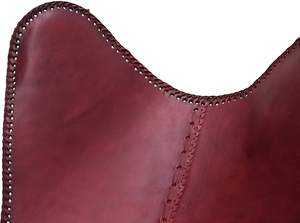 Chaise en cuir indien faite à la main avec papillon tabouret repose-pieds confortable cadre en fer enduit de poudre rustique pour une utilisation en plein air dans la chambre à coucher - Product Image 6