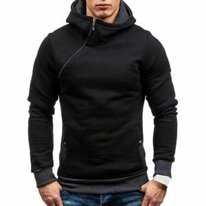 Sweat-shirt à capuche en polaire surdimensionné pour homme avec fermeture éclair, coupe et couture, uni, teinture unie, pour la saison hivernale, personnalisable, marque privée - Product Image 1