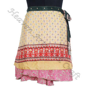 Mini jupes en soie pour femmes, style indien, Sari, à enrouler - Product Image 5