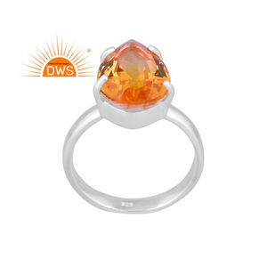 Anillo Apilable de Plata de Ley 925 Hecho a Mano con Morganita Natural y Cuarzo Doble, Fabricante de Joyería - Product Image 1