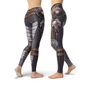 Leggings de yoga pour femmes, design personnalisé, spandex/polyester, extensibles dans quatre directions, antibactériens, avec cordon de serrage, pour l'entraînement - Product Image 2