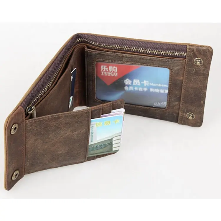 2014 Hot New High Quality RFID leather wallet handmade with button