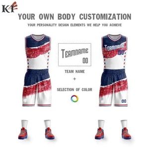 Uniforme de basketball pour hommes imprimé de haute qualité, anti-bactérien, séchage rapide, 100 % polyester, nom d'équipe personnalisé, logo USA sur le devant - Product Image 5