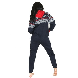 Combinaison à bretelles spaghetti à capuche style aztèque pour femme, pyjama, combinaison de sport, combinaison de jeu, polyester/coton polaire, hiver, Noël - Product Image 5