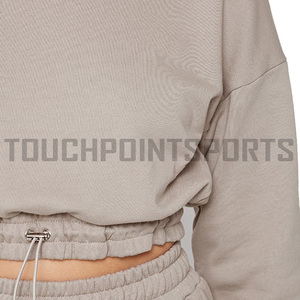 ชุดวอร์มผู้หญิง,สองชิ้นพร้อมโลโก้พลอยเทียมแบบกำหนดเองเสื้อครอป - Product Image 5