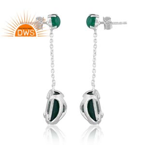 925 fin argent Sterling naturel vert Onyx pierres précieuses balancent boucle d'oreille pour les femmes fabricant de bijoux - Product Image 2