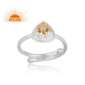 Bague ajustable en argent Sterling 925 pierre précieuse en forme de Triangle, anneau pour les filles, vente en gros - Product Image 2