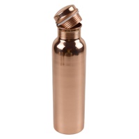 Bouteille d'eau en cuivre 100% métal, finition polie brillante, idéale pour le camping en plein air, les voyages, la consommation d'eau
