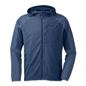 Chaqueta Softshell de hombre azul marino con logotipo de tamaño personalizable capucha de cuello alto de alta calidad transpirable duradera para servicio OEM - Product Image 1