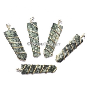Rainbow Moonstone Wrap Flat Point Wire Wrap Pendants - Product Image 1