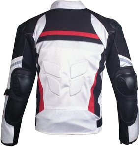Chaqueta de pana personalizada para hombre, chaqueta de motorista de carreras con malla, impermeable, color blanco - Product Image 2