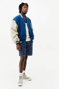 Vestes universitaires d'hiver en toile personnalisables avec logo frontal, style lettreman en laine unie - Product Image 4