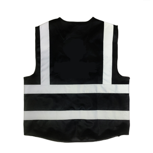 Gilet de Construction haute visibilité couleur noire multi-poches Logo personnalisable réfléchissant unisexe Style décontracté automne grande taille - Product Image 2