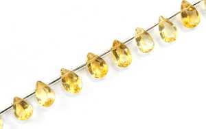 Pierre de naissance de novembre 1 brin pierre Citrine naturelle 17 pièces perles de Briolette à facettes en forme de poire - Product Image 2