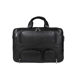 Oem Custom Made Vintage Napa Lederen Aktetas Voor Mannen Past 17 Inch Laptop Grote Business Messenger Bag Met Ykk Ritsen