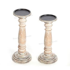 Lot de 2 bougeoirs en bois de manguier massif faits à la main Nouvelle arrivée Décoration de la maison pour Noël Usine directe Prix de gros - Product Image 6