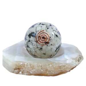 Esfera de orgón de piedra lunar arcoíris con suministros de artesanía de piedra curativa Choko-Reiki - Product Image 1