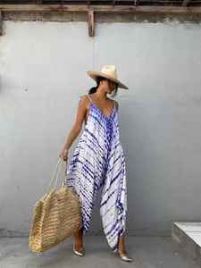 Mono Tie dye azul informal para mujer, mono largo sin mangas, Sexy, bohemio, para playa, verano 2023 - Product Image 5