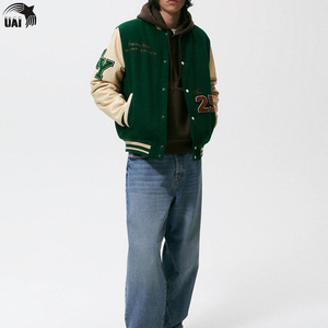Handmade Men's Winter Collegiate <b>Black</b> Varsity <b>Jacket</b> 100% Cotton Leather Sleeves Breathable Windproof Letterman Baseball Style - Product Image 6