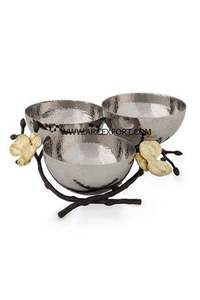 Bol en acier martelé nickel poli avec support en laiton plaqué or Bol à mélanger décoratif vintage pour accessoires de cuisine à domicile - Product Image 5