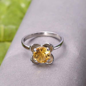 Bague en argent Sterling 92.5 de 2.8 grammes, pierre de naissance de novembre, forme ronde, dernière conception Simple, bague en Citrine naturelle - Product Image 2