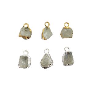 Piedra lunar de arcoíris sin procesar, colgante galvanizado con borde - Product Image 2