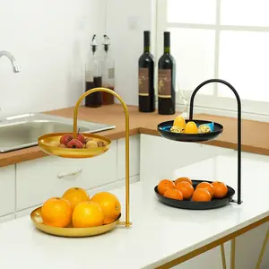 מודרני סלון להשתמש אוכל שולחן מתכת תליית מטבח חוט מתלה ברזל פירות סל 2 Tier