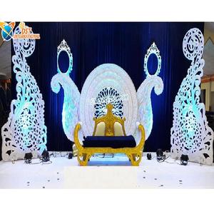 ฉากหลังแต่งงานสีขาวอันงดงาม Paisleys กรอบเวทีงานแต่งงานของอินเดียตอนใต้กรอบฉากแต่งงานที่สมบูรณ์แบบ - Product Image 1