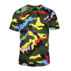 Groothandel Custom Katoen Overall Camo Side Zip T-Shirt Mannen Sublimatie Bedrukt Camouflage Zijrits T Shirt Met Uw Aangepaste Logo