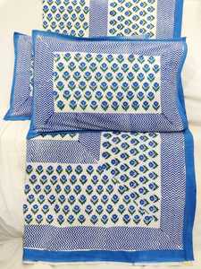 ผ้าปูเตียงผ้าฝ้ายพิมพ์ลายบล็อกสี่เหลี่ยมสีน้ำเงิน,ผ้าคลุมเบาะเลือกลายได้ตามต้องการเหมาะสำหรับนักออกแบบตกแต่งภายใน - Product Image 3