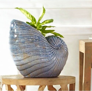 กระถางต้นไม้เคลือบเงาสำหรับกลางแจ้ง - กระถางปลูกต้นไม้สำหรับสวนในบ้าน - กระถาง/แจกัน/โถ/ขวดเซรามิกรูปสัตว์และเปลือกหอย - สีขาว - Product Image 5