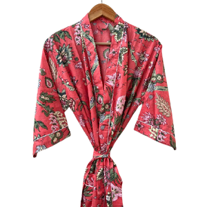Kimono en coton tissé écologique et lavable Robe de chambre à imprimé floral pour demoiselle d'honneur Vêtements de nuit d'été Robe confortable - Product Image 1