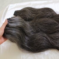 Cheveux vierges Remy gris poivre et sel, lisses et soyeux, ondulés, double trame, lots bruts provenant de donneurs vietnamiens, 100g/pièce