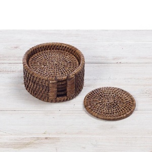 Cesta Redonda de Mimbre Tejida a Mano con Tapa, Estilo Bohemio, Contenedor de Almacenamiento para el Hogar, Reutilizable, Grosor Medio, Diseño Sólido - Product Image 1