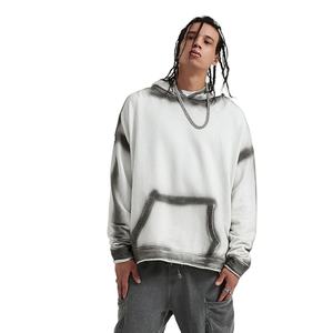 OEM Casual Men's Oversized Fit <b>Hoodies</b> Zipper up Solid Color Custom Logo Heavyweight Simple Spring Autumn Fleece Hoodie - Product Image 6