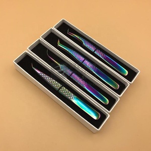 Lash Nhíp Cầu Vồng Nhiều Màu Titan Tráng Bền Vững Thép Không Gỉ Kim Cương Grip Tay Thử Nghiệm Lông Mi Tweezer - Product Image 1