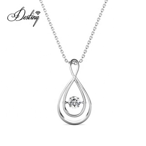 Collier pendentif goutte d'eau Abigail orné de cristaux Swarovski, en argent sterling 925, sans plomb ni nickel, bijoux Daisini - Product Image 1