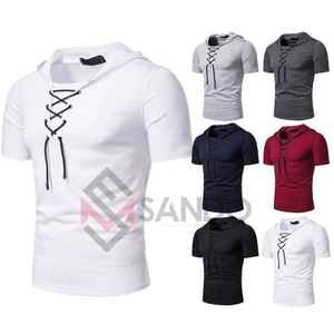 T-shirt à capuche tricoté pour homme de haute qualité avec logo personnalisé vierge, col doux et confortable, motif uni pour l'été - Product Image 1