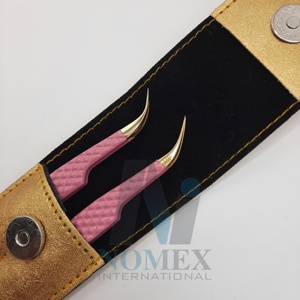 Pinzas de extensión de pestañas Rosas y doradas de calidad superior, agarre de diamante, juego de pinzas de pestañas probadas a mano de acero inoxidable - Product Image 2