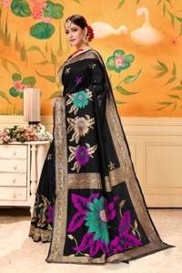 Sarees en soie d'art Alphanumero en gros - Product Image 5