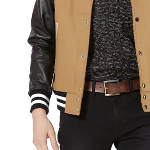 Chaqueta Bomber Universitaria Personalizada con Logotipo OEM, Informal, para Hombre, Talla Grande, con Parches de Chenilla Bordados, Estilo Letterman, Lavada, con Botones - Product Image 5