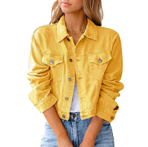 แจ็กเก็ตหนังแกะหลากสีสำหรับผู้หญิงแจ็กเก็ตยีนส์ผ้าฝ้ายปักลาย - Product Image 6