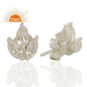 Pendientes de piedra preciosa de cuarzo con forma de hoja para niñas, joyería fina de Plata de Ley 925 - Product Image 3