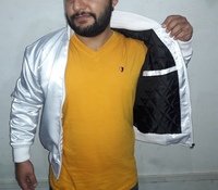 SATIN BLANC Varsity Letterman Bomber Veste DE BASEBALL