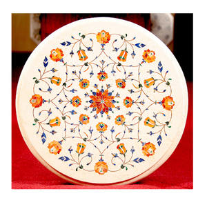 Incrustación de mármol exclusivo colorido, mesa de café de diseño encantador para el hogar - Product Image 1