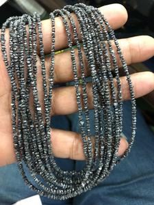 Perles naturelles en diamant noir pour le bricolage, longueur de brin 18 pouces, 2 — 3mm, vente en gros, prix d'usine - Product Image 3